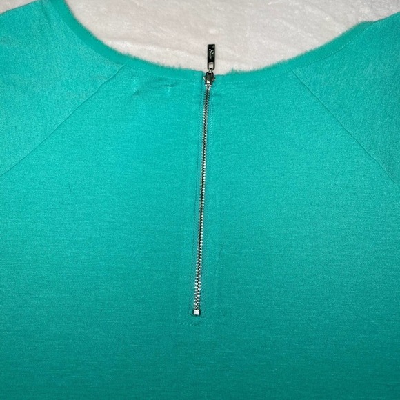 Guess Teal Top Blouse Zipper Closure On Back, Size Large LINEN Bottom* - Picture 6 of 8